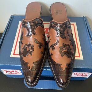 Tony Lama Men's Brown and Black mules sz10